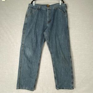 Lee CarpenterJeans Loose Fit Mens 38 X 30 Relaxed Straight Leg Medium Wash Blue